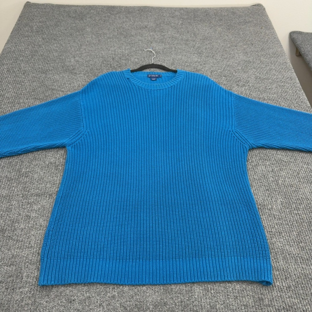J Crew Sweater Men XLT Blue Cotton Shaker Stitch Ribbed Crew Neck Casual Classic